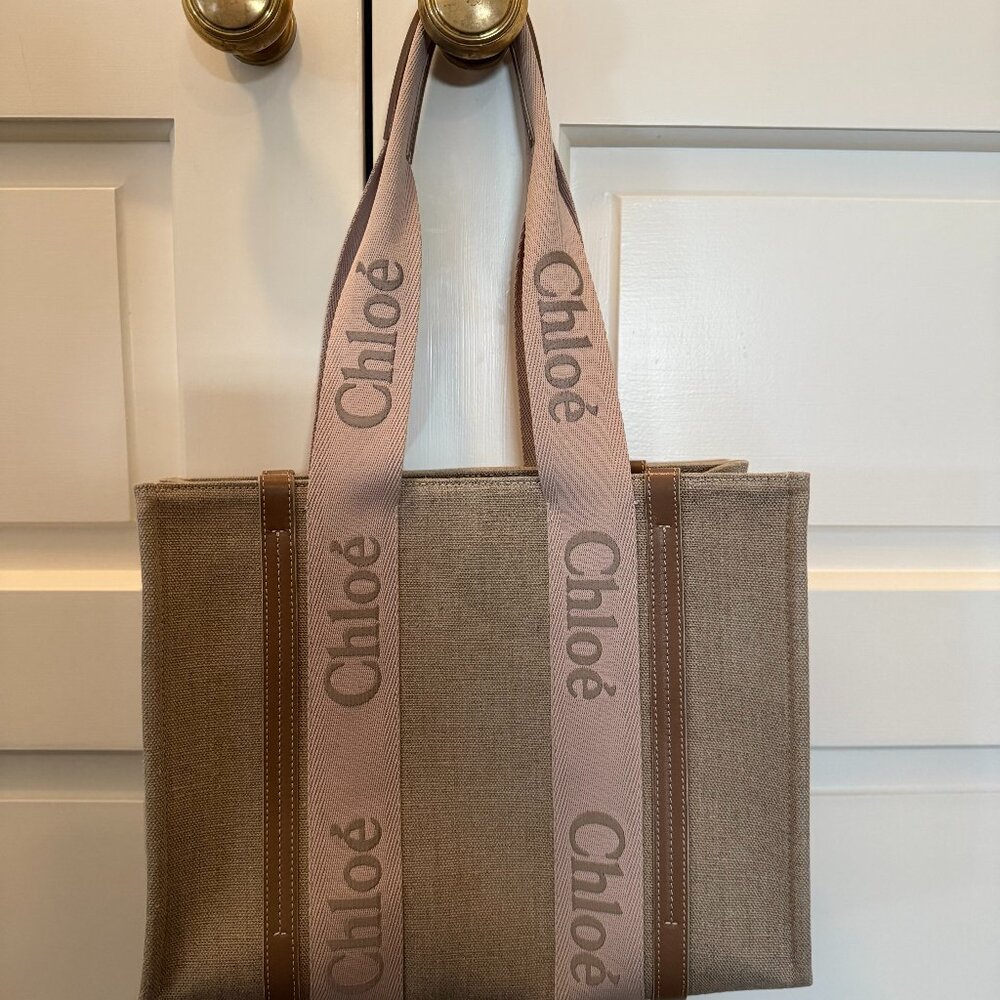 Chloe Woody Linen Canvas Tote!